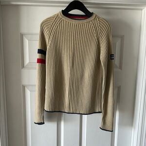 United Colors Of Benetton Beige Sweater with Navy and Red Details